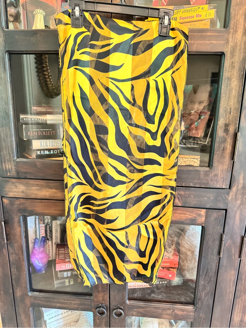 Women’s Gold Black Tiger Swim Cover-Up Sarong Scarf Hair Accessory